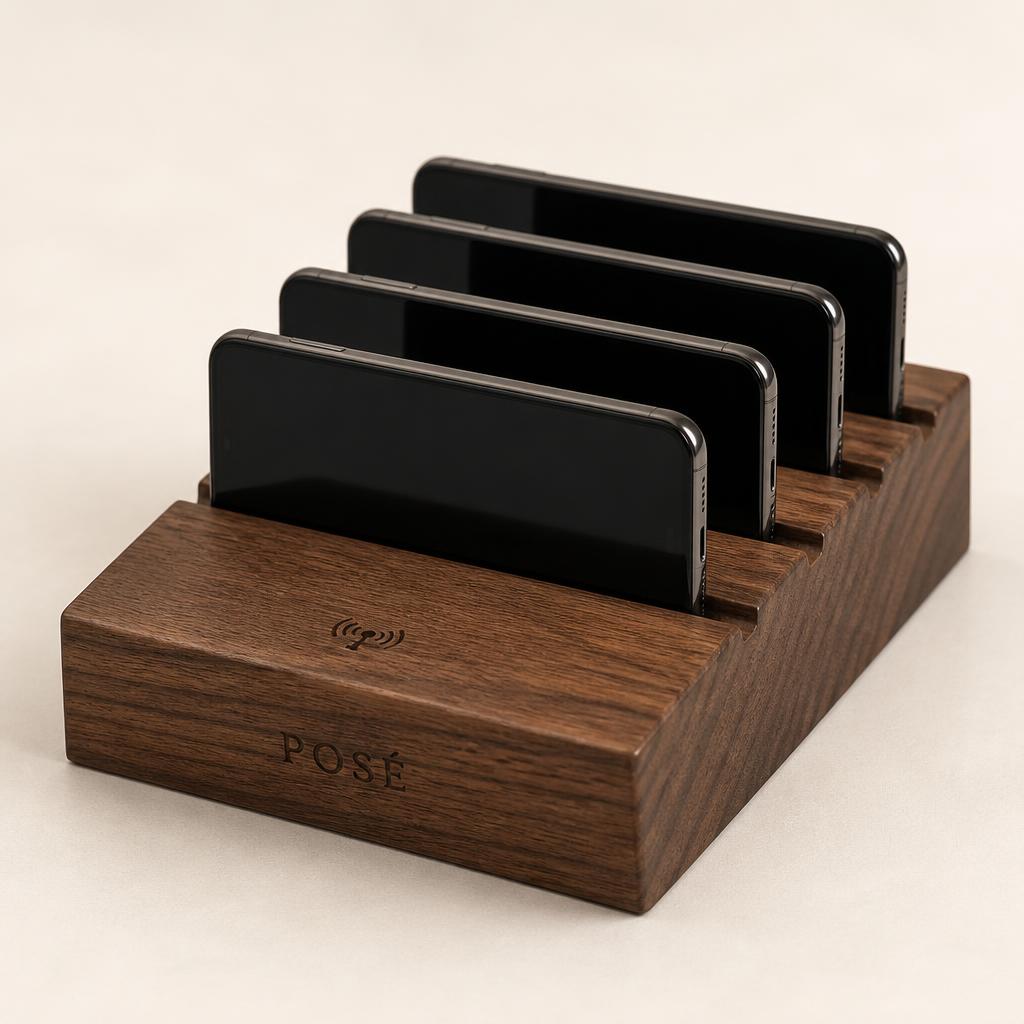 Socle POSÉ. en noyer, vue produit